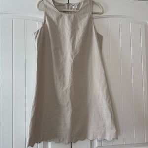 J. Crew factory linen cotton blend Scalloped hem dress size 10 natural beige